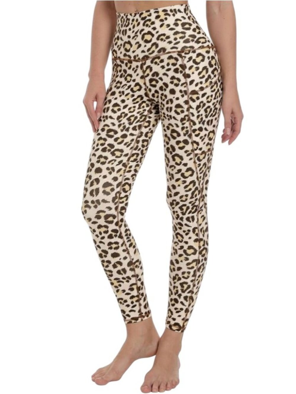 NWT Free Leaper High Waist Yoga Full Length Leggings XS Leopard Neutral Animal